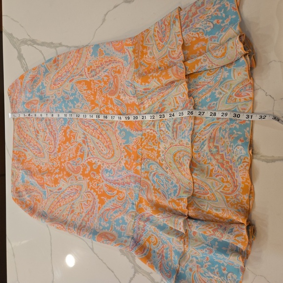 VTG Harold's Y2K 100% Silk Paisley Ruffle Midi Skirt Womens Blue Pink Size 12 - Picture 10 of 10